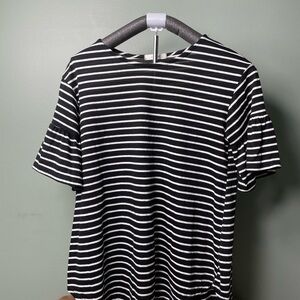Cherish Monochrome Striped Short Sleeve Top